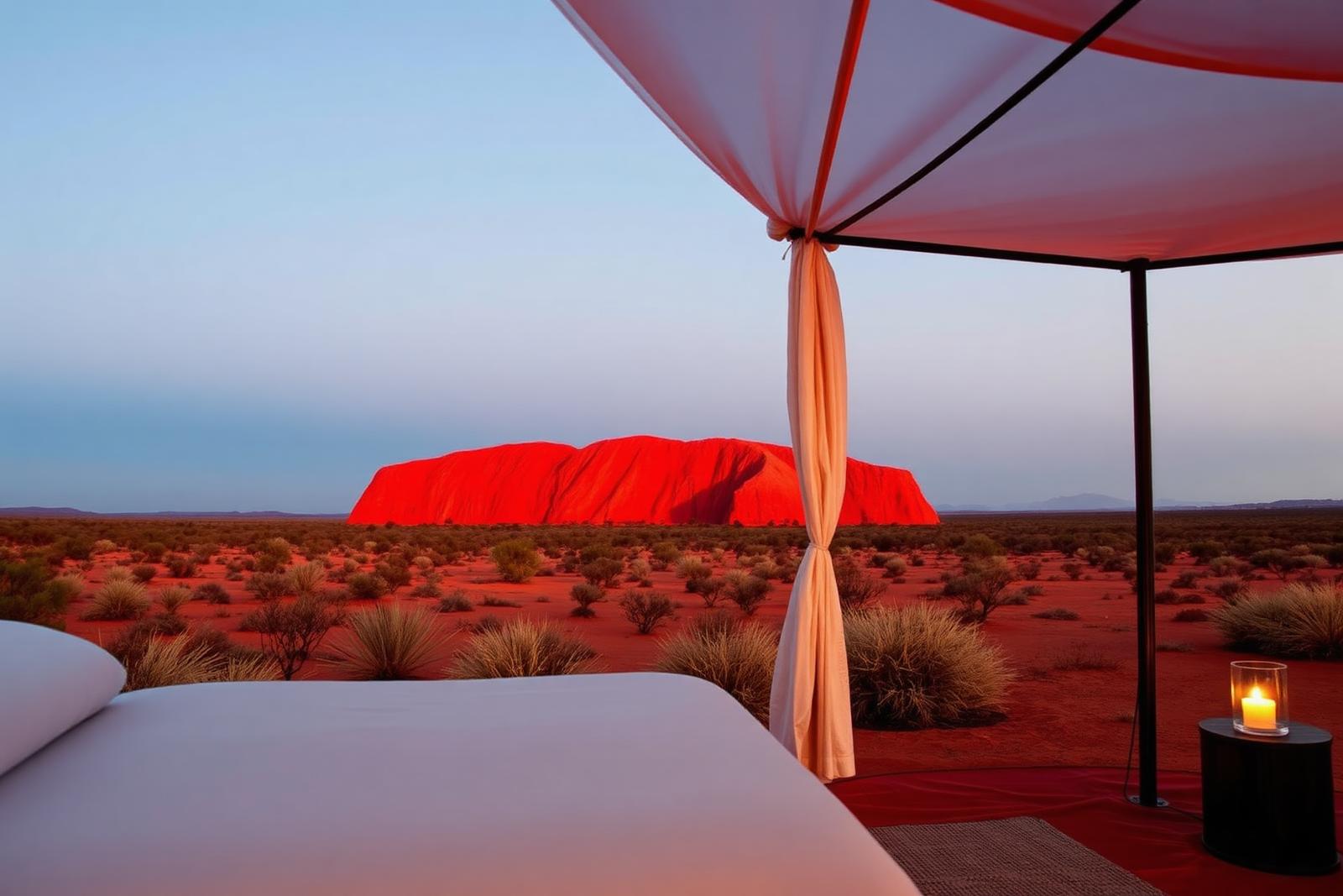 Luxury accommodation with views of Uluru at Longitude 131